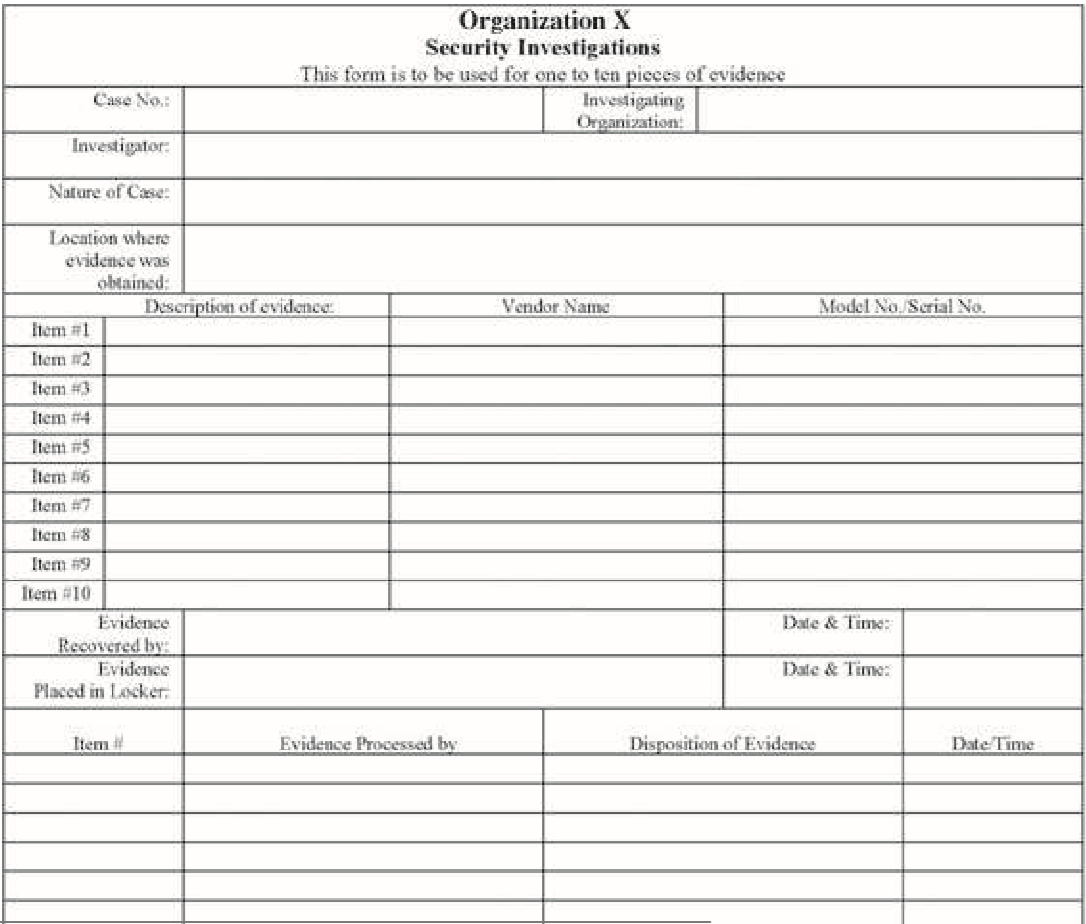 example of multi-evidence form